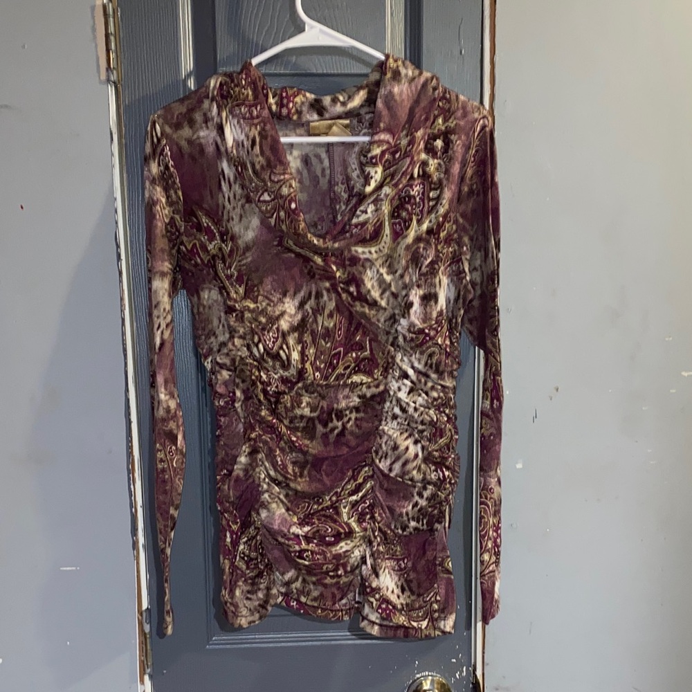 Miss Tina Women's Long Sleeve Top - Purple and Brown